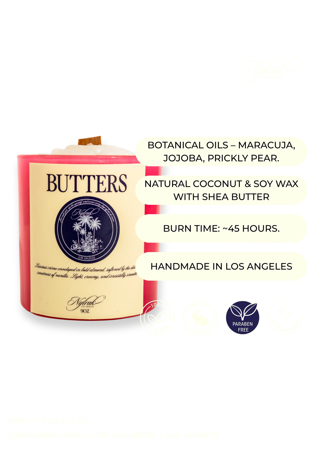 Butters wood wick candle glowing in glass jar