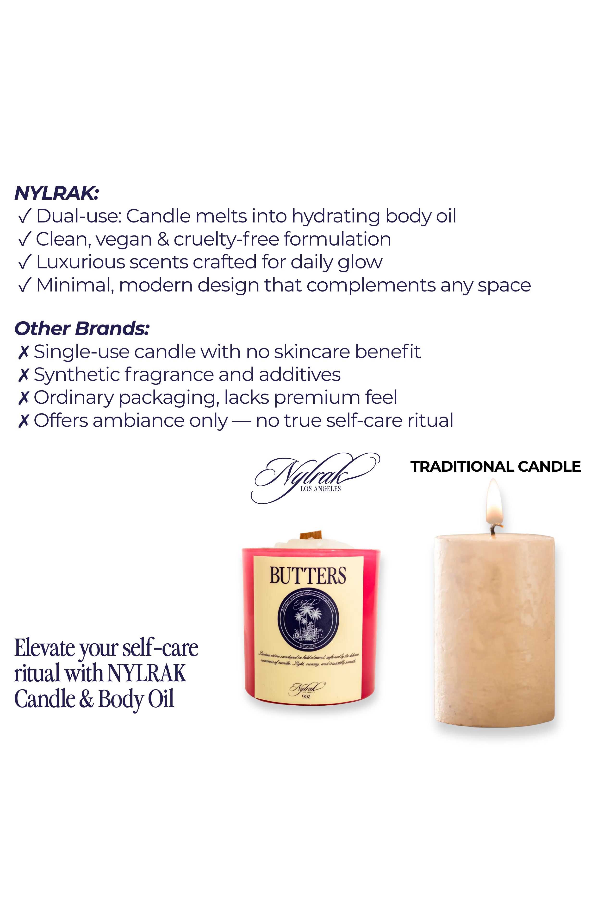 Butters candle melting into hydrating body oil