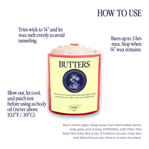 Butters body oil candle product shot - Nylrak Los Angeles