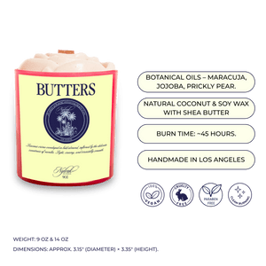 Butters luxury body oil candle with crackling wood wick
