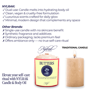 Butters body oil candle by Nylrak - coconut soy wax, non-toxic