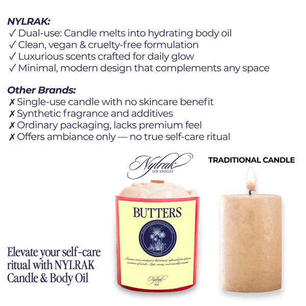 Butters body oil candle by Nylrak - coconut soy wax, non-toxic