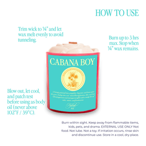 Cabana Boy body oil candle - coconut soy wax, non-toxic