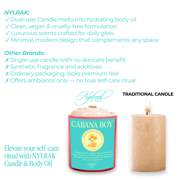 Cabana Boy body oil candle - citrus, jasmine and musk | Nylrak