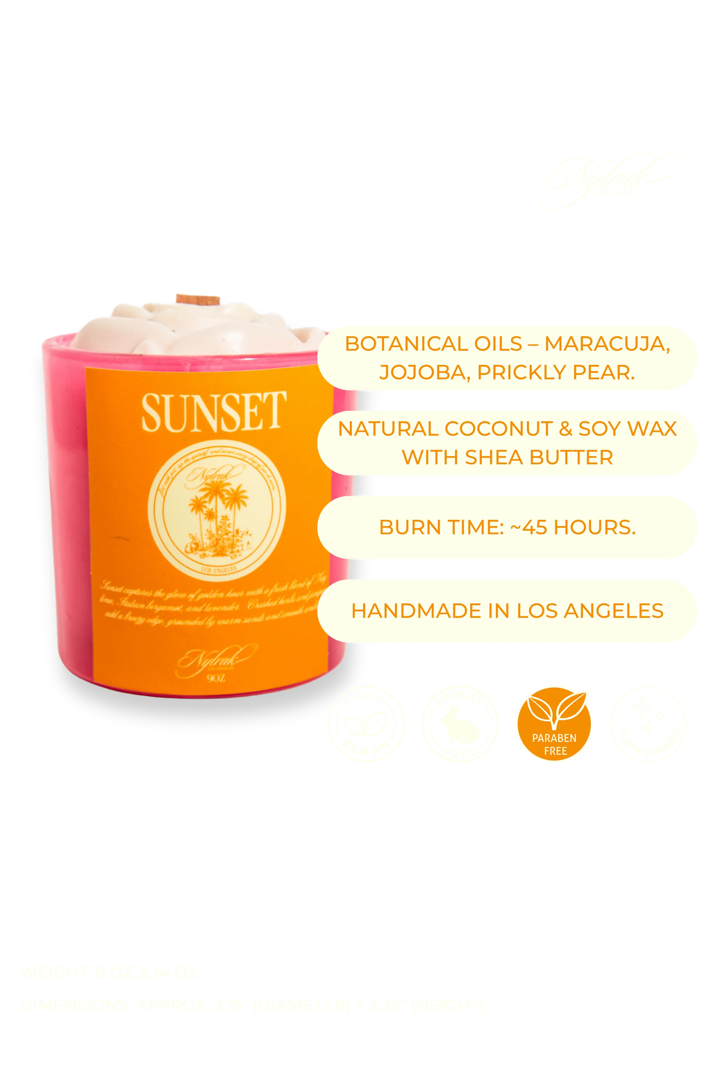 Golden hour inspired wood wick candle by Nylrak