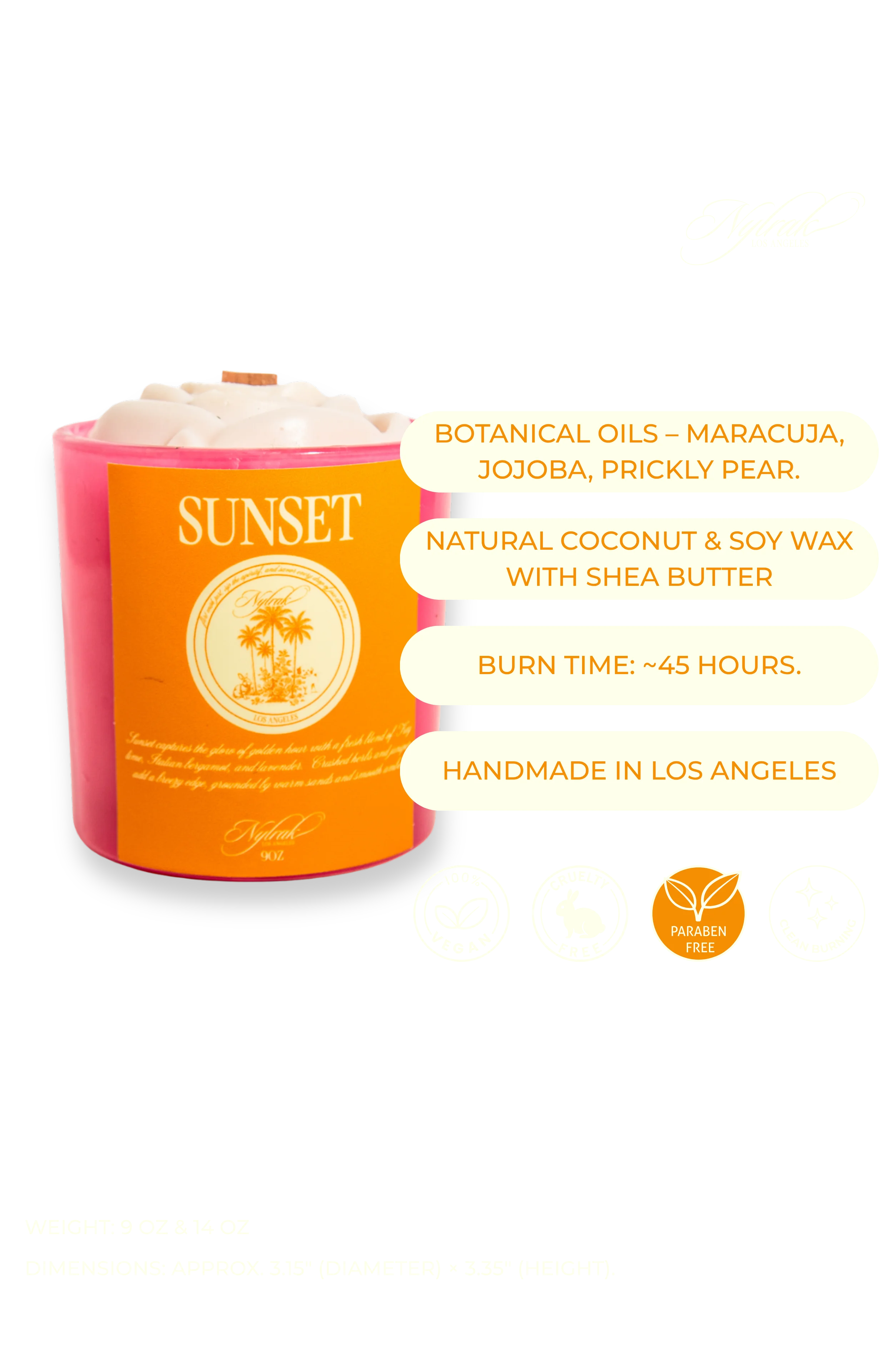 Golden hour inspired wood wick candle by Nylrak