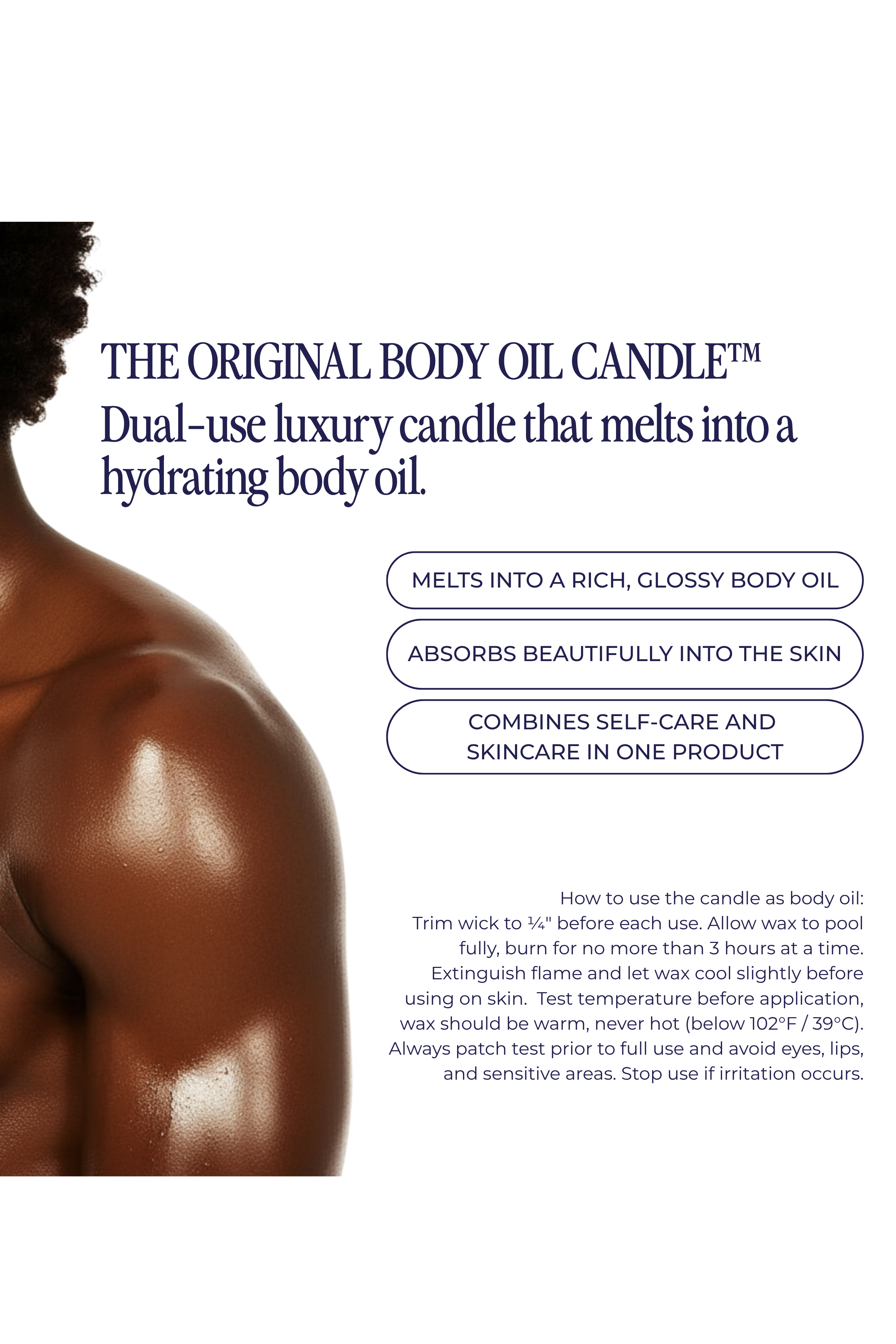 Butters candle melting into hydrating body oil