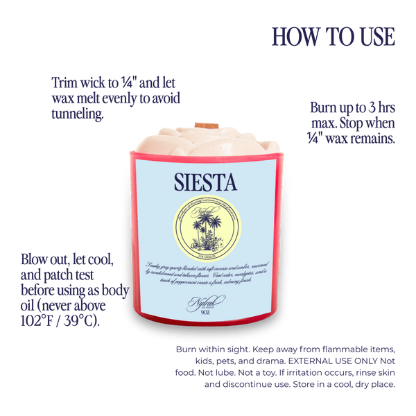 Siesta candle by Nylrak burning with crackling wood wick