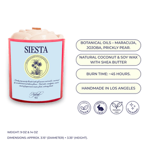 Siesta luxury body oil candle with wood wick by Nylrak