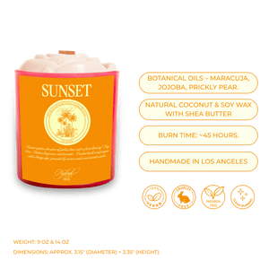 Sunset luxury body oil candle with crackling wood wick by Nylrak