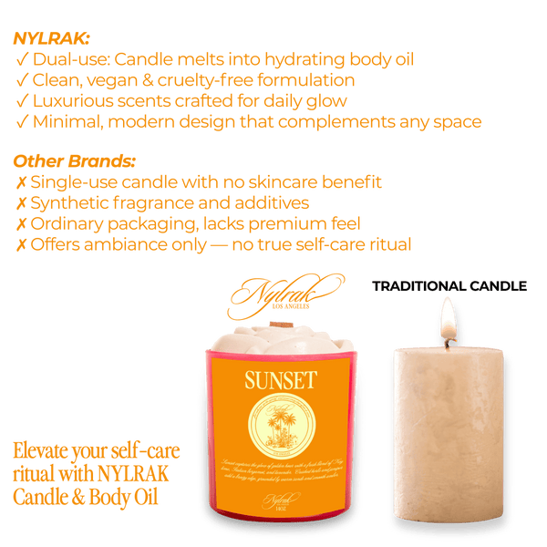 Sunset body oil candle by Nylrak - coconut soy wax, non-toxic